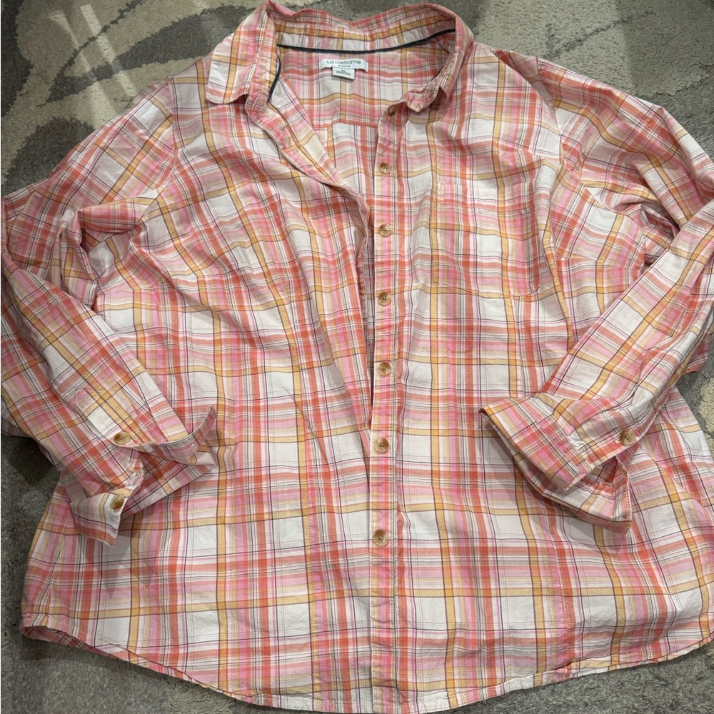 Liz Claiborne Multicolor Plaid Shirt 3x button down